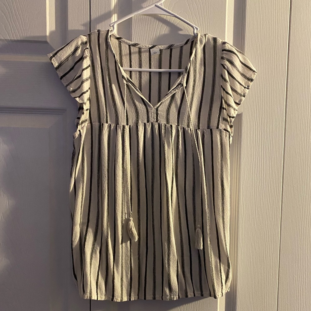 White and black stripped Old Navy top